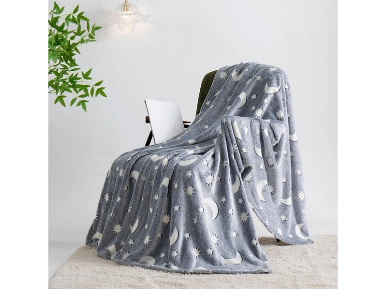 Decke MOON 150x200cm grau anthrazit bedruckt