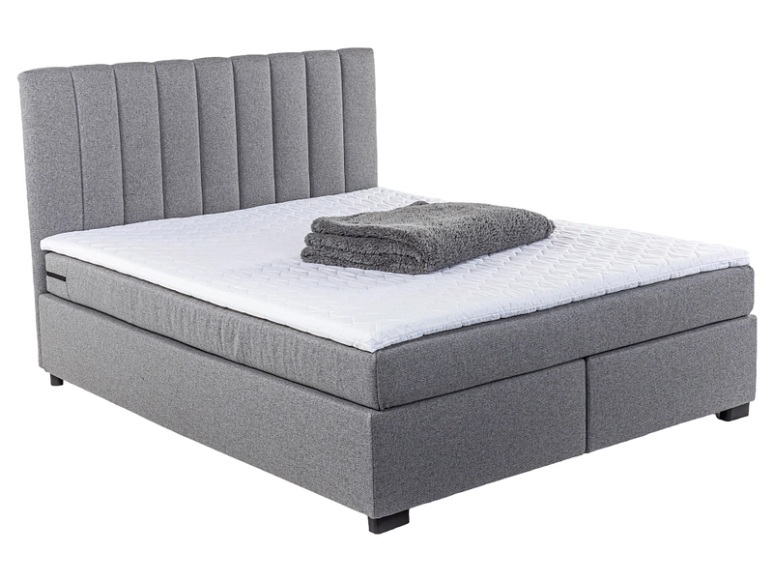 Boxspringbett ARNEN grau 140x200cm halbfest