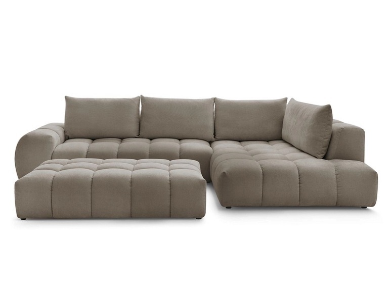 Ecksofa mit Hocker BOBOCHIC EVEREST Stoff mit Textur taupe