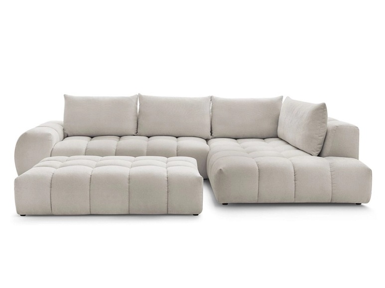 Ecksofa mit Hocker BOBOCHIC EVEREST Stoff mit Textur beige