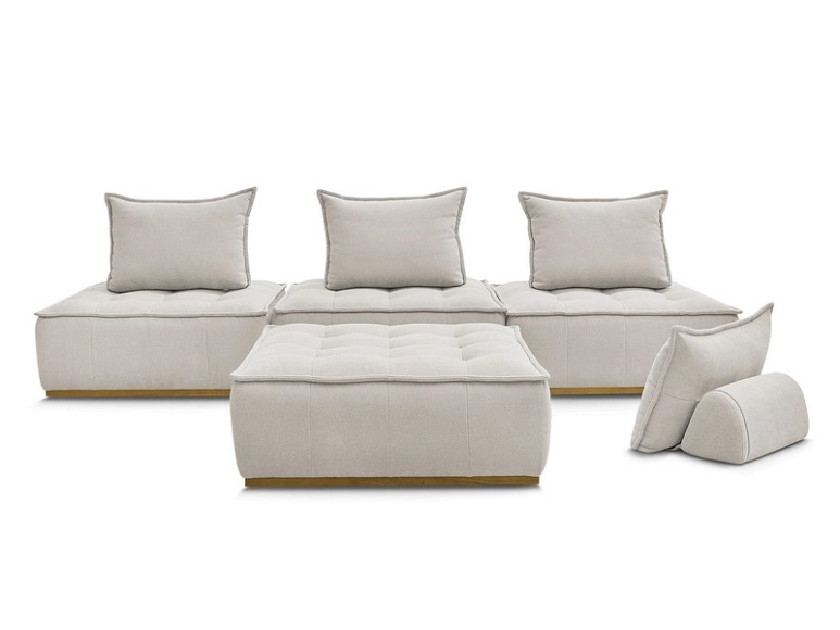 3er Sofa mit Hocker BOBOCHIC ELISA Stoff mit Textur beige