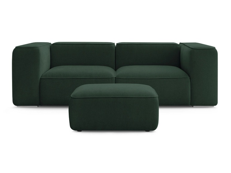 2er Sofa mit Hocker BOBOCHIC ZEPHYR Stoff mit Textur grün