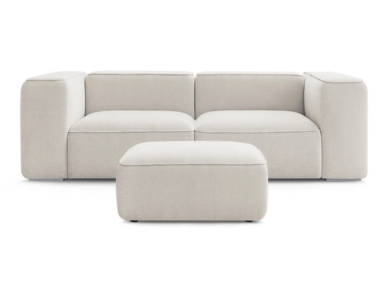 2er Sofa mit Hocker BOBOCHIC ZEPHYR Stoff mit Textur beige