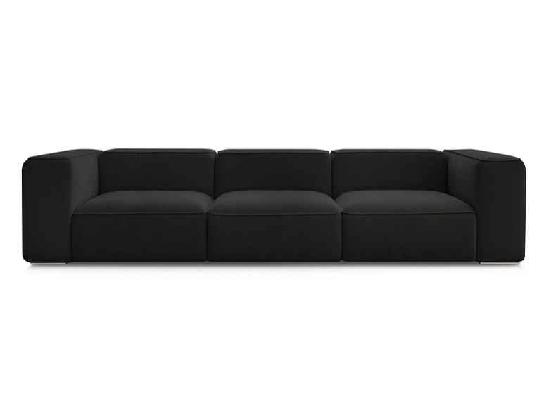 3er Sofa BOBOCHIC ZEPHYR Stoff mit Textur schwarz