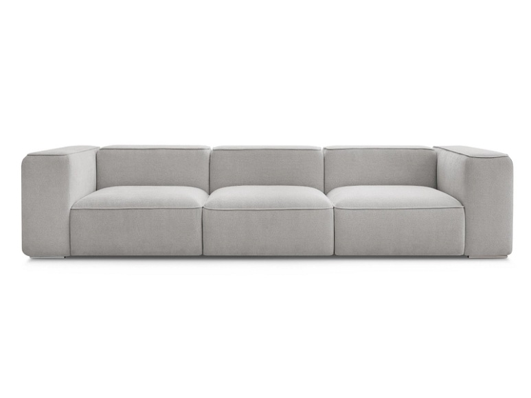 3er Sofa BOBOCHIC ZEPHYR Stoff mit Textur hellgrau