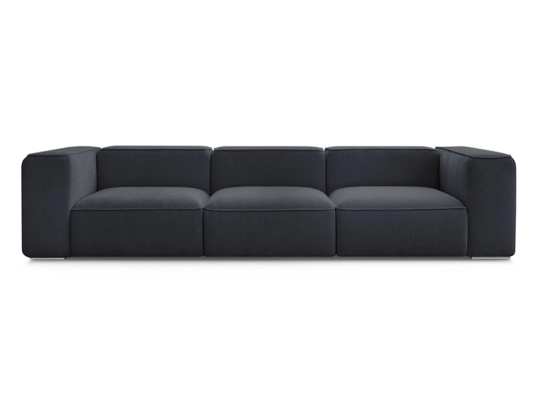 3er Sofa BOBOCHIC ZEPHYR Stoff mit Textur dunkelblau