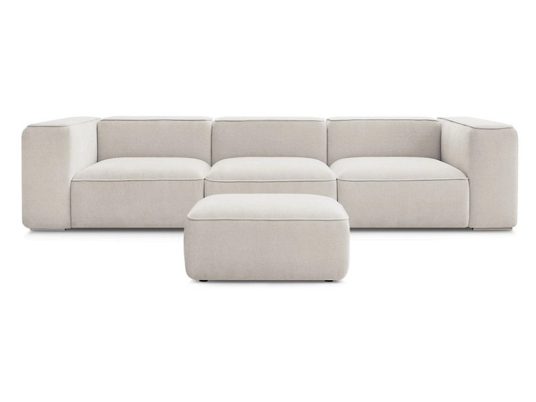 3er Sofa mit Hocker BOBOCHIC ZEPHYR Stoff mit Textur beige