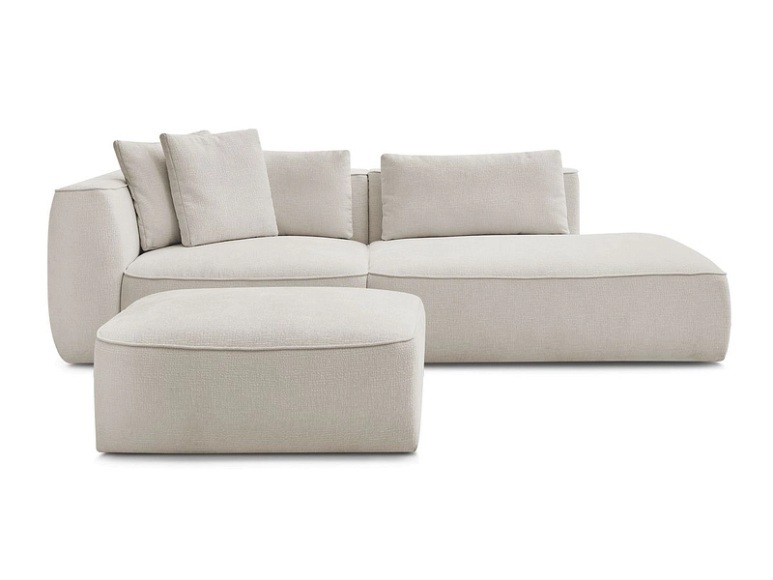 3er Sofa mit Hocker BOBOCHIC LEOPOLD Stoff mit Textur beige