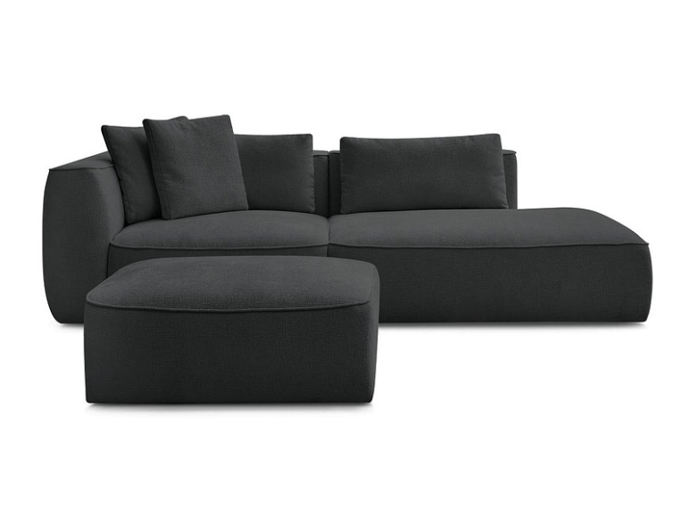 3er Sofa mit Hocker BOBOCHIC LEOPOLD Stoff mit Textur schwarz