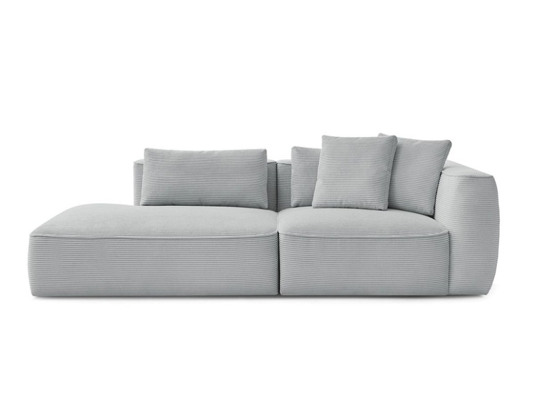 3er Sofa BOBOCHIC LEOPOLD Cord-Stoff hellgrau