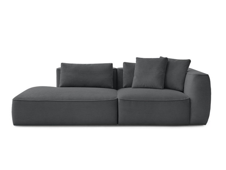 3er Sofa BOBOCHIC LEOPOLD Cord-Stoff dunkelgrau