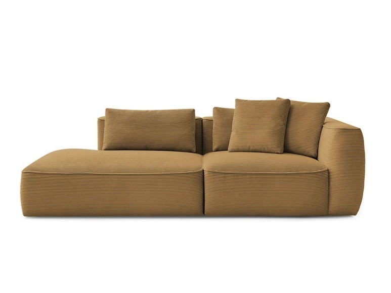 3er Sofa BOBOCHIC LEOPOLD Cord-Stoff gelb