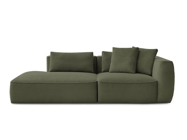 3er Sofa BOBOCHIC LEOPOLD Cord-Stoff hellgrün