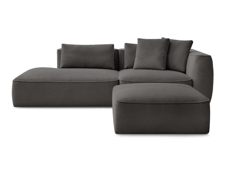3er Sofa mit Hocker BOBOCHIC LEOPOLD Cord-Stoff taupe