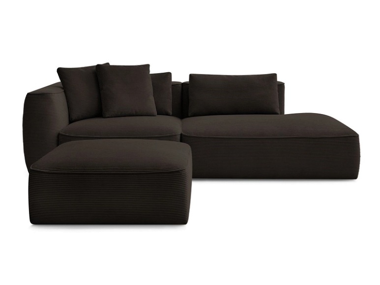 3er Sofa mit Hocker BOBOCHIC LEOPOLD Cord-Stoff rotbraun