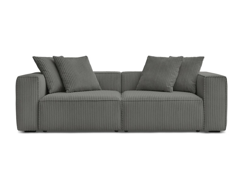 3er Sofa BOBOCHIC NINA Cord-Stoff dunkelgrau