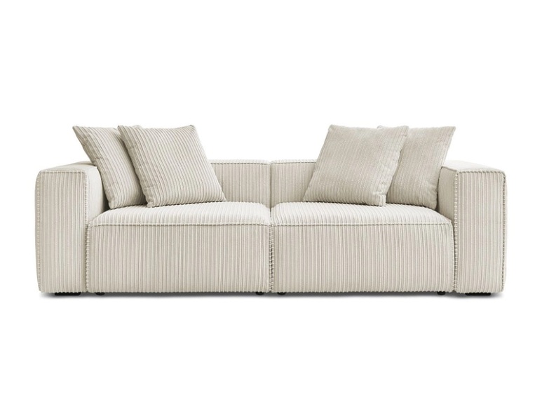 3er Sofa BOBOCHIC NINA Cord-Stoff beige