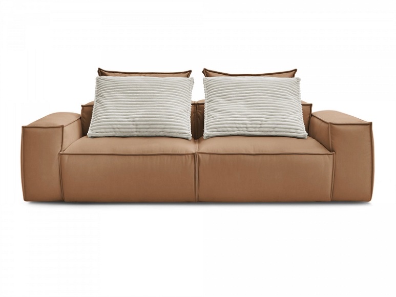 3er Sofa BOBOCHIC BOHEME Synthetisches Leder hellbraun