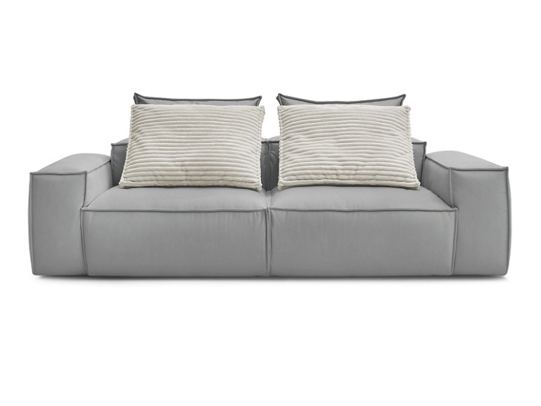 3er Sofa BOBOCHIC BOHEME Synthetisches Leder hellgrau