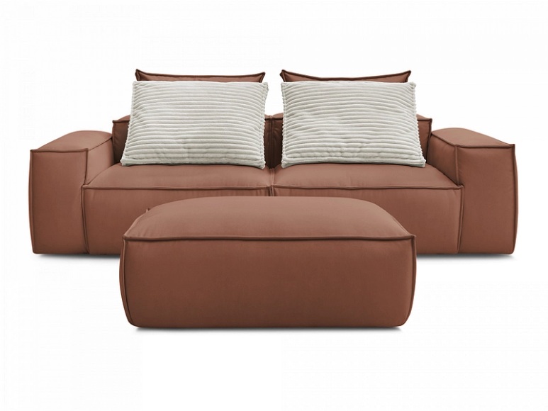 3er Sofa mit Hocker BOBOCHIC BOHEME Synthetisches Leder dunkelbraun