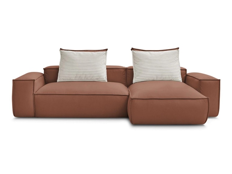Ecksofa BOBOCHIC BOHEME Synthetisches Leder dunkelbraun
