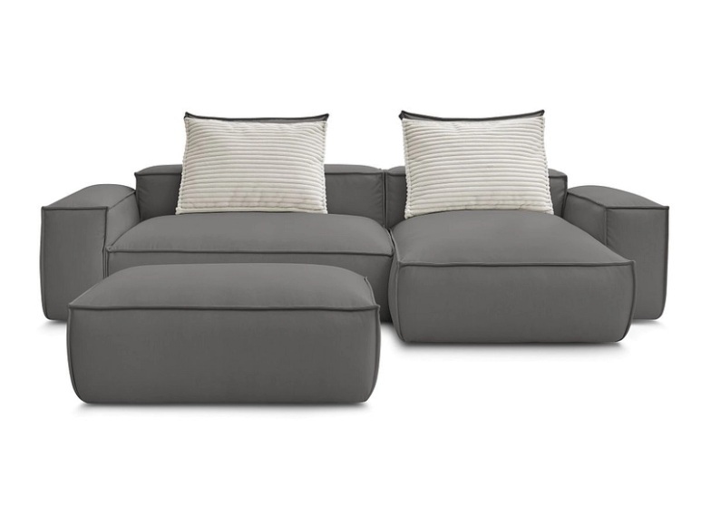 Ecksofa mit Hocker BOBOCHIC BOHEME Synthetisches Leder dunkelgrau