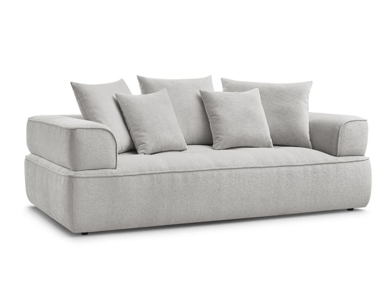 3er Sofa BOBOCHIC WHESLEY Stoff hellgrau