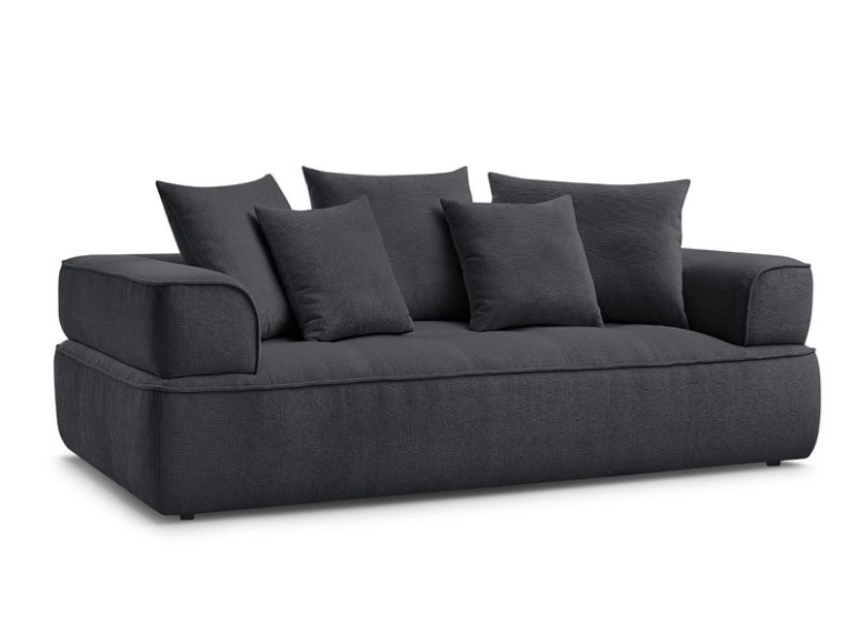 3er Sofa BOBOCHIC WHESLEY Stoff dunkelgrau