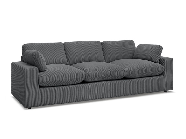3er Sofa BOBOCHIC BELAIR Cord-Stoff dunkelgrau
