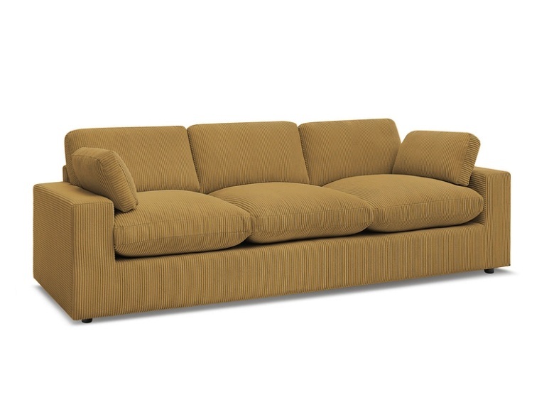 3er Sofa BOBOCHIC BELAIR Cord-Stoff gelb