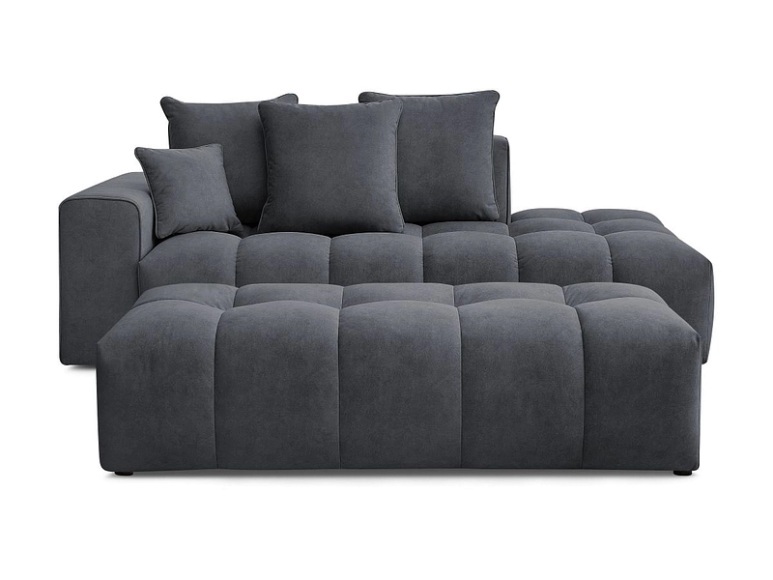 3er Sofa mit Hocker BOBOCHIC MONT-BLANC Samt dunkelgrau