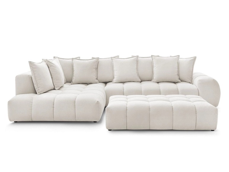 Ecksofa mit Hocker BOBOCHIC EVEREST weiss