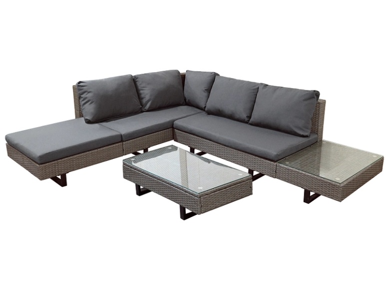 Gartensofa NICOSIE Rattan synthetisch grau