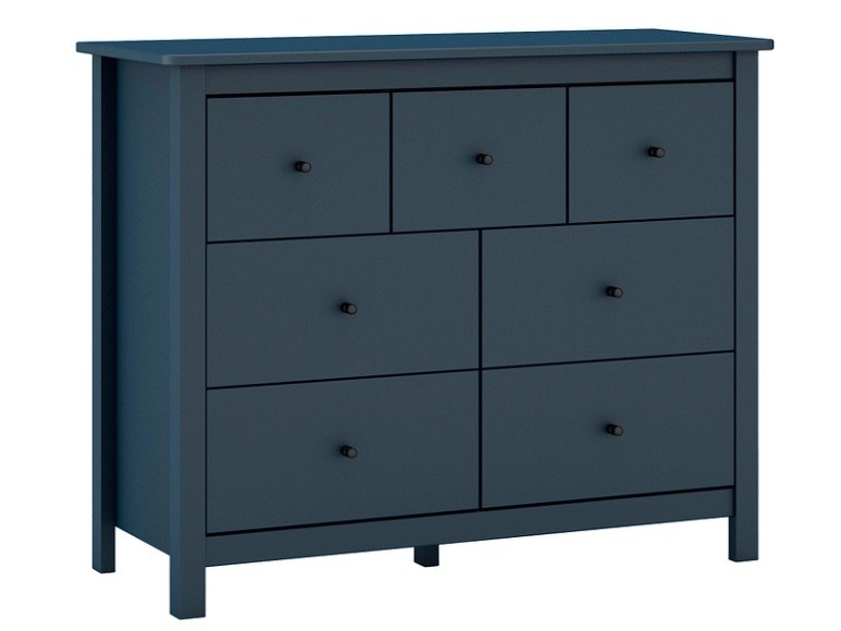 Kommode MISTI 7 Schubladen 110x40x80cm dunkelblau
