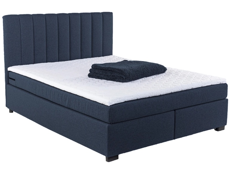 Boxspringbett ARNEN blau 140x200cm halbfest