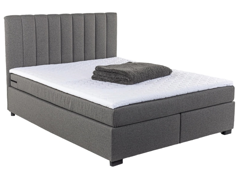 Boxspringbett ARNEN grau anthrazit 140x200cm halbfest