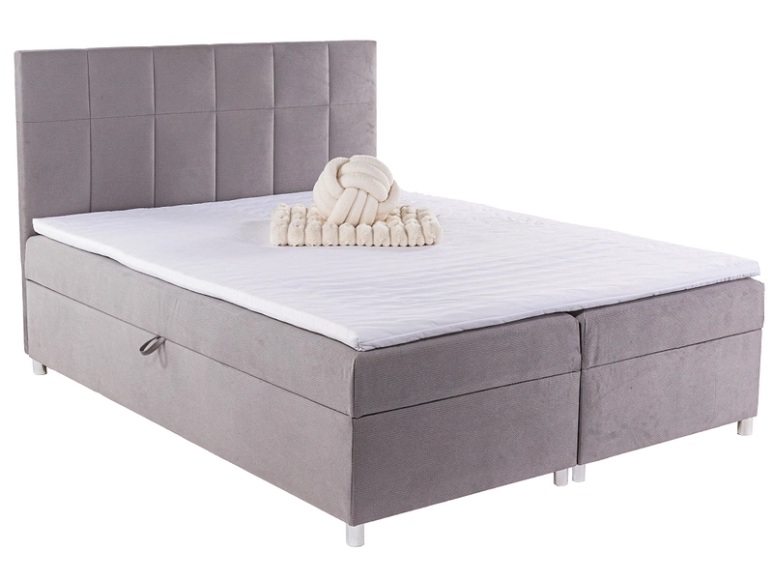 Boxspringbett BORA grau 180x200cm halbfest