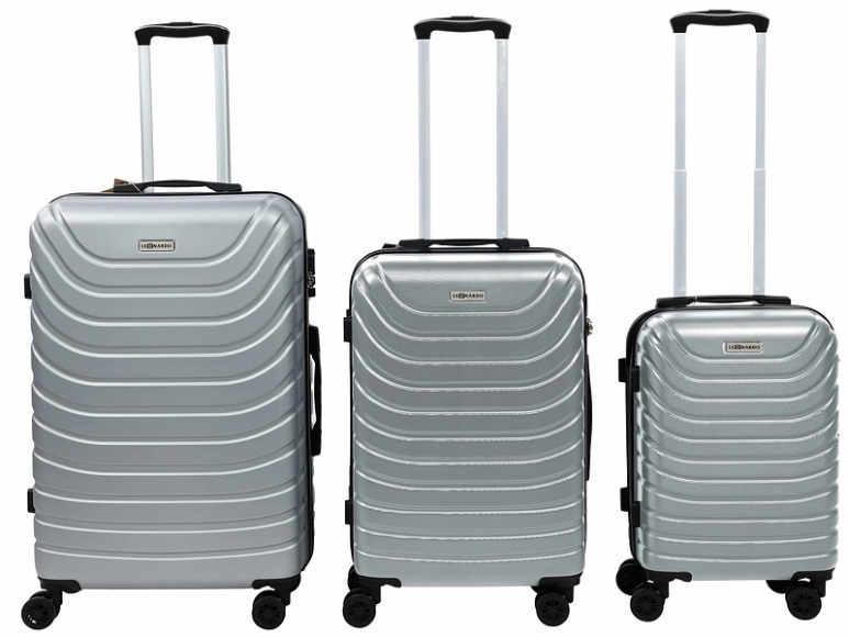 Set mit 3 Koffern ROMA silver