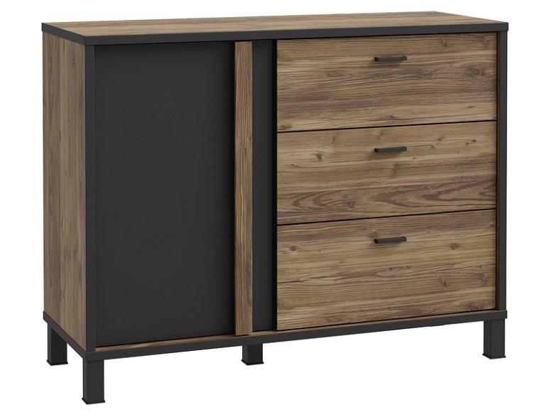 Kommode HAYATO 1 Tür 3 Schubladen 109.8x42x85.2cm eiche