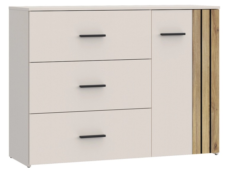Kommode MARBELLA 1 Tür 3 Schubladen 119.9x41.3x89.7cm beige
