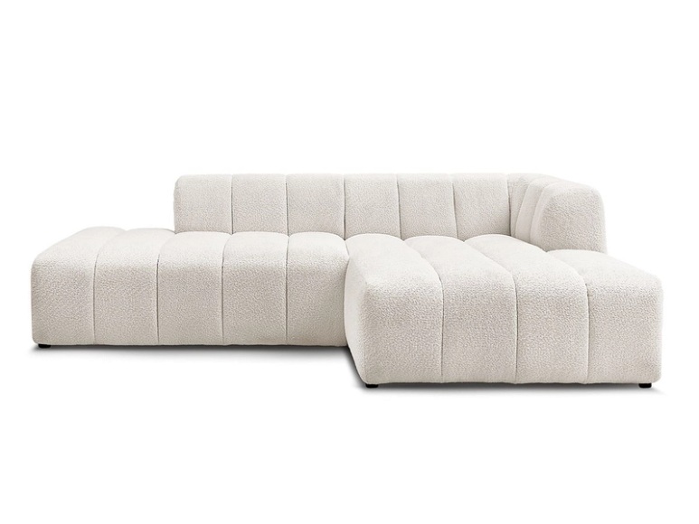 Ecksofa BOBOCHIC ANNECY Boucle-Stoff weiss