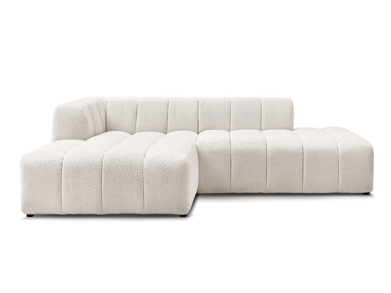 Ecksofa BOBOCHIC ANNECY Boucle-Stoff weiss