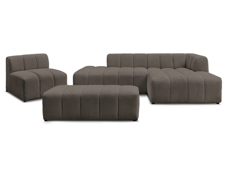 Sofa-Set BOBOCHIC ANNECY Boucle-Stoff rotbraun