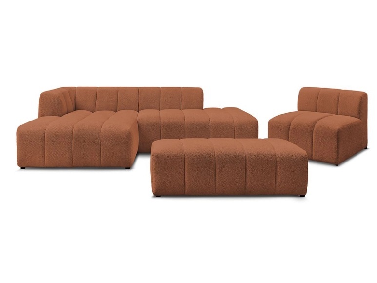 Sofa-Set BOBOCHIC ANNECY Boucle-Stoff orange