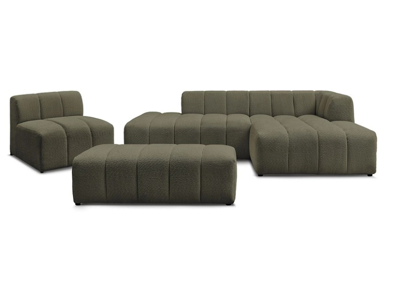 Sofa-Set BOBOCHIC ANNECY Boucle-Stoff grün