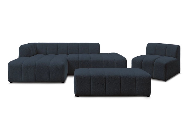Sofa-Set BOBOCHIC ANNECY Boucle-Stoff dunkelblau