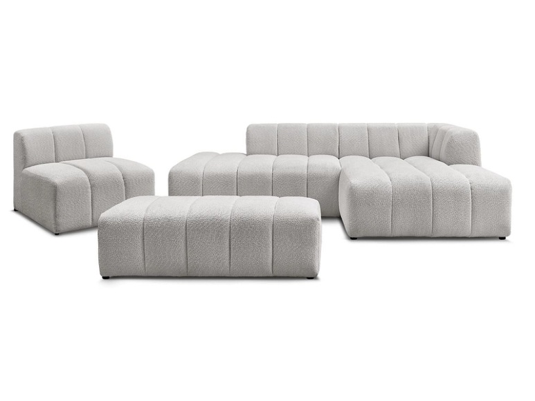Sofa-Set BOBOCHIC ANNECY Boucle-Stoff hellgrau