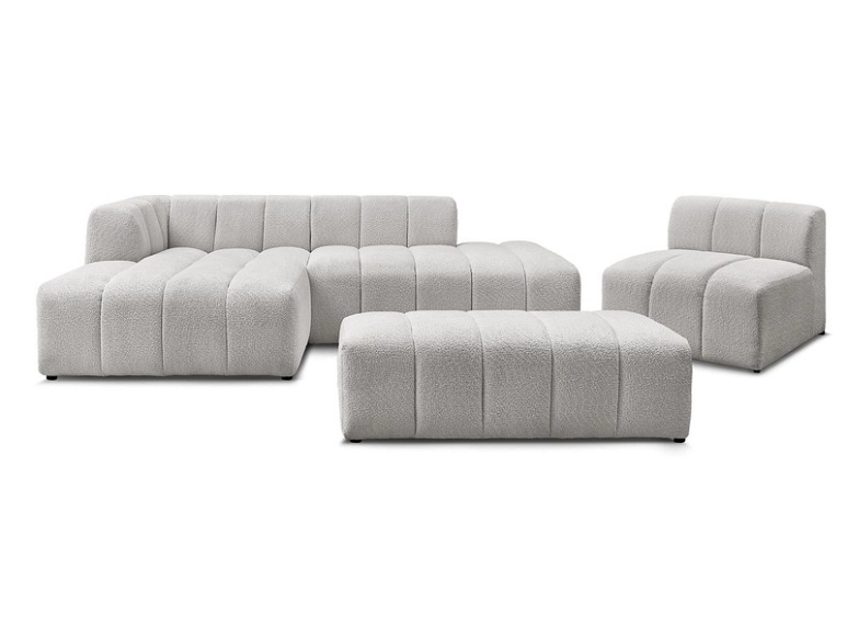 Sofa-Set BOBOCHIC ANNECY Boucle-Stoff hellgrau