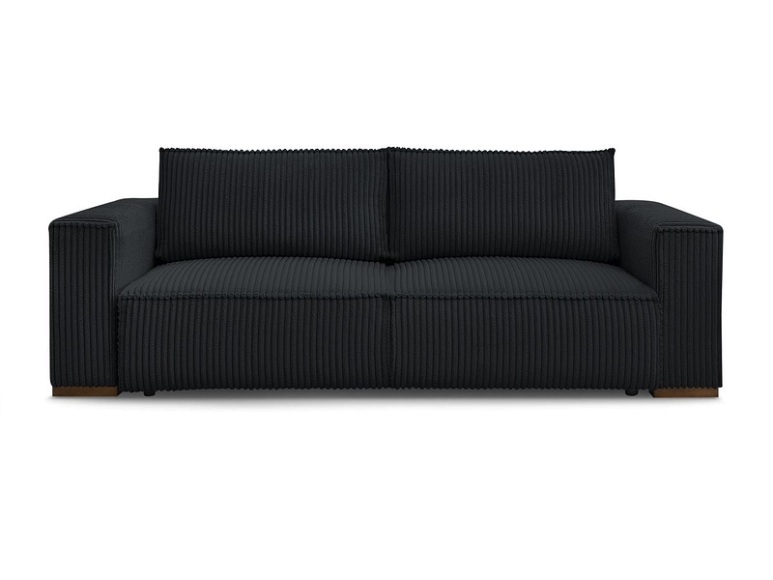 3er Sofa BOBOCHIC CHELSEA Cord-Stoff schwarz