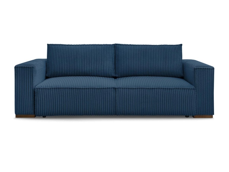 3er Sofa BOBOCHIC CHELSEA Cord-Stoff dunkelblau